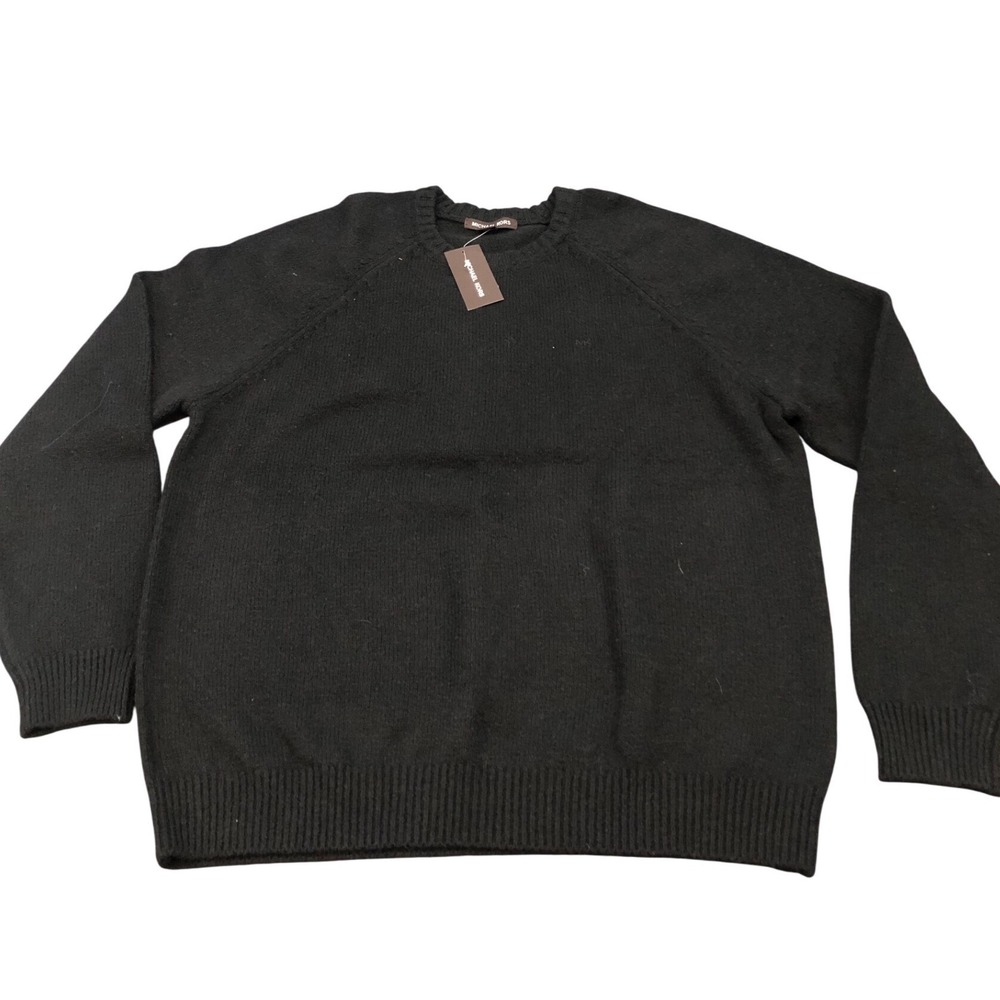 NWT Michael Kors Sweater Mens XL Black Cotton Blend Knit Crewneck KF560K1KRD